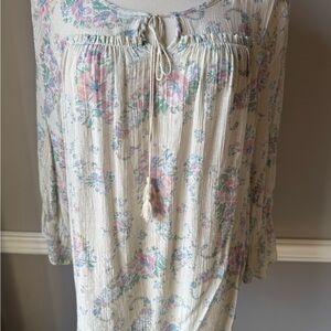 Floral Print Blouse with Tie Detail